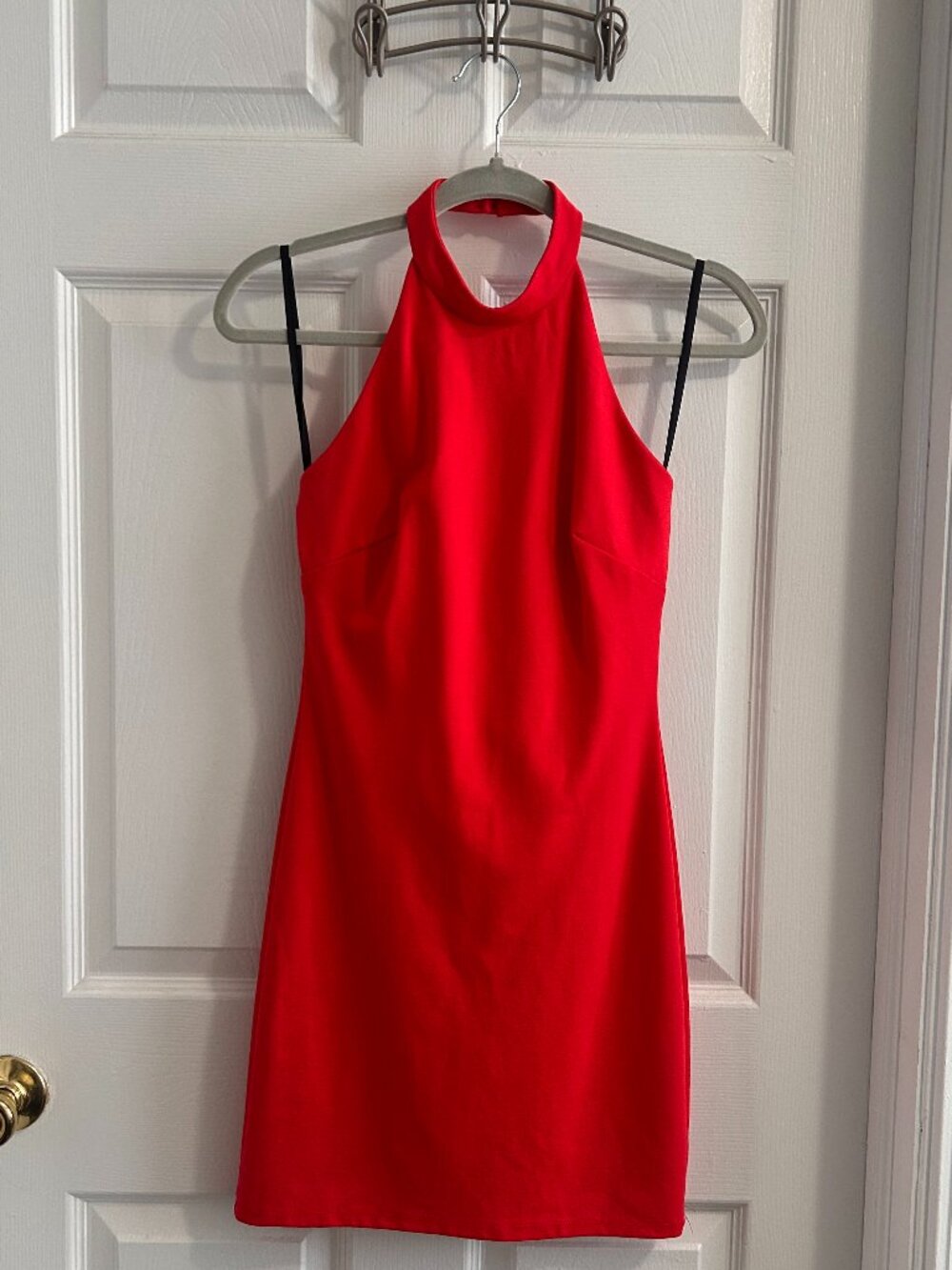 Bebe Red Halter Bodycon Mini Dress XS